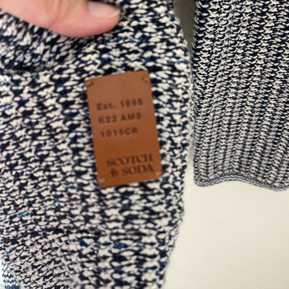 Scotch & Soda Amsterdam NWT Mens Knit Cardigan Size M Blue White Button Front - Picture 4 of 16